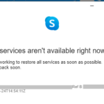【Skype】ログインできない！Our services aren’t available right now We’re working to restore all services as soon as possible. Please check back soon.